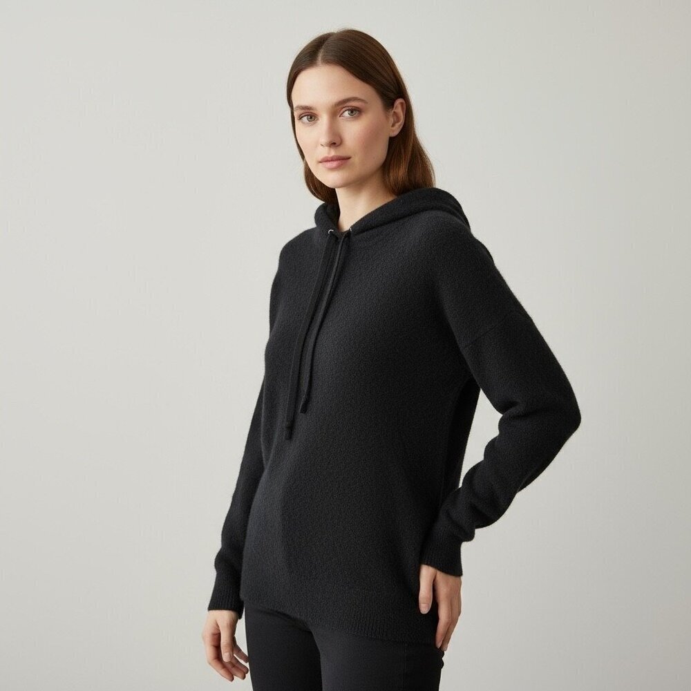 Bloomingdale’s 100% Cashmere Hooded Sweater Black Size XL